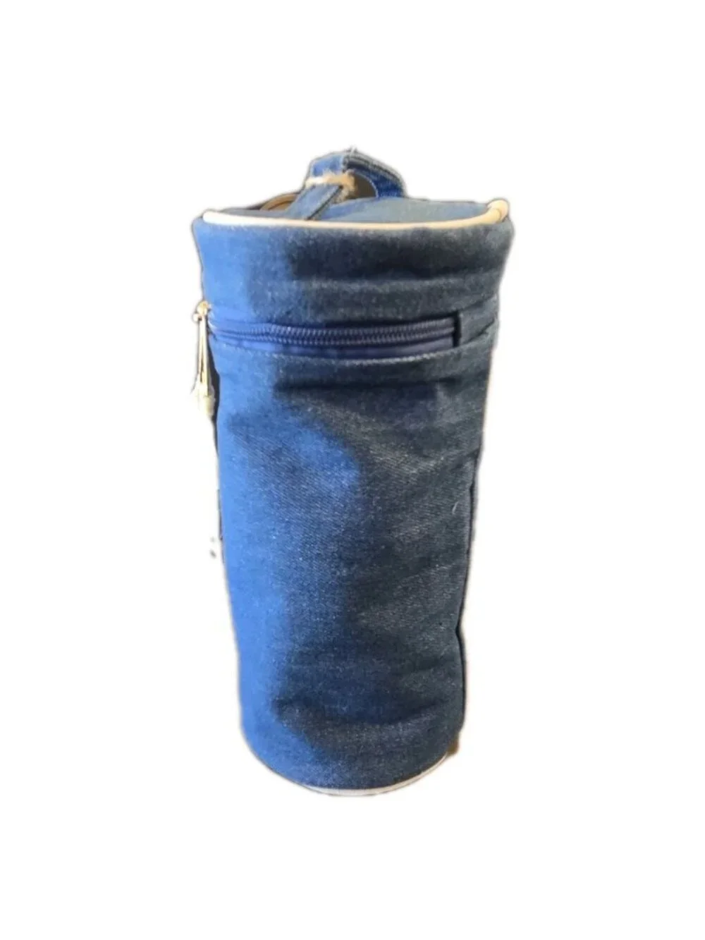 New Denim Blue & White Standing Travel Lotions Makeup Cosmetic Bag W/ Handle